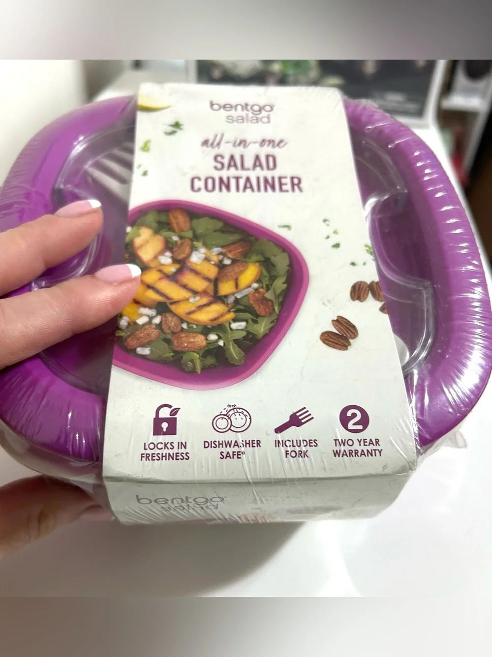 NWT Bentgo Salad Container Purple, All-in-One with a fork